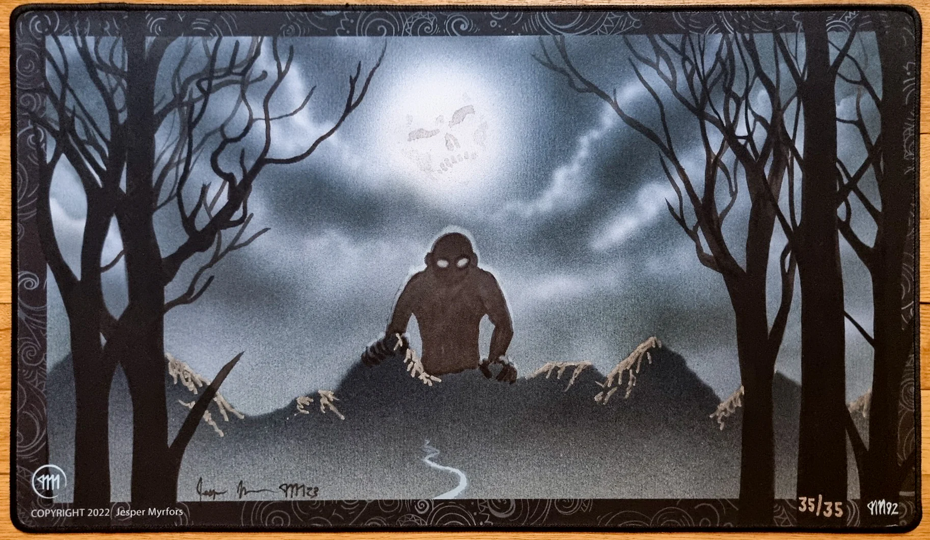 Bad Moon - Jesper Myrfors - Artist Proof Limited Edition [#35 of 35 Copies] - Stitched Signed and Sketched MTG Playmat