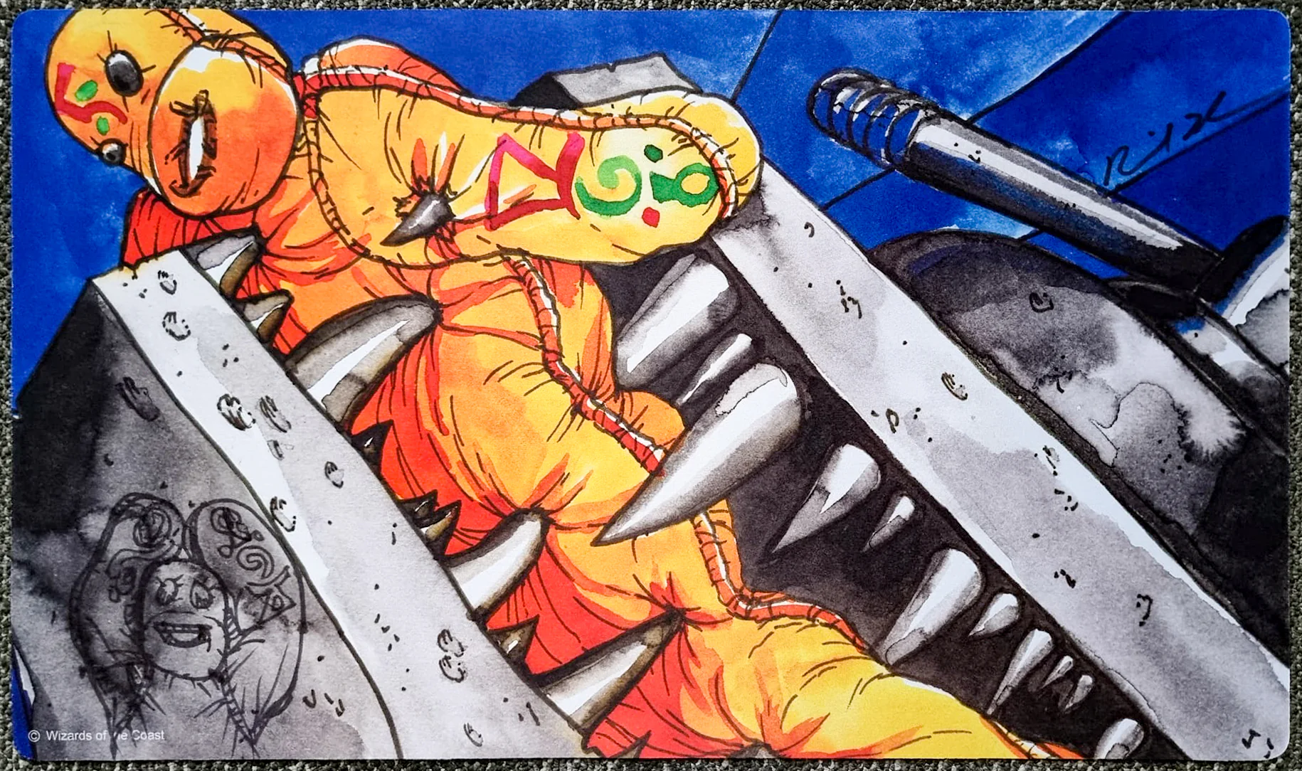 Black Vise [Sketch 2] - Richard Thomas - Signed by the Artist - Sketched - MTG Playmat