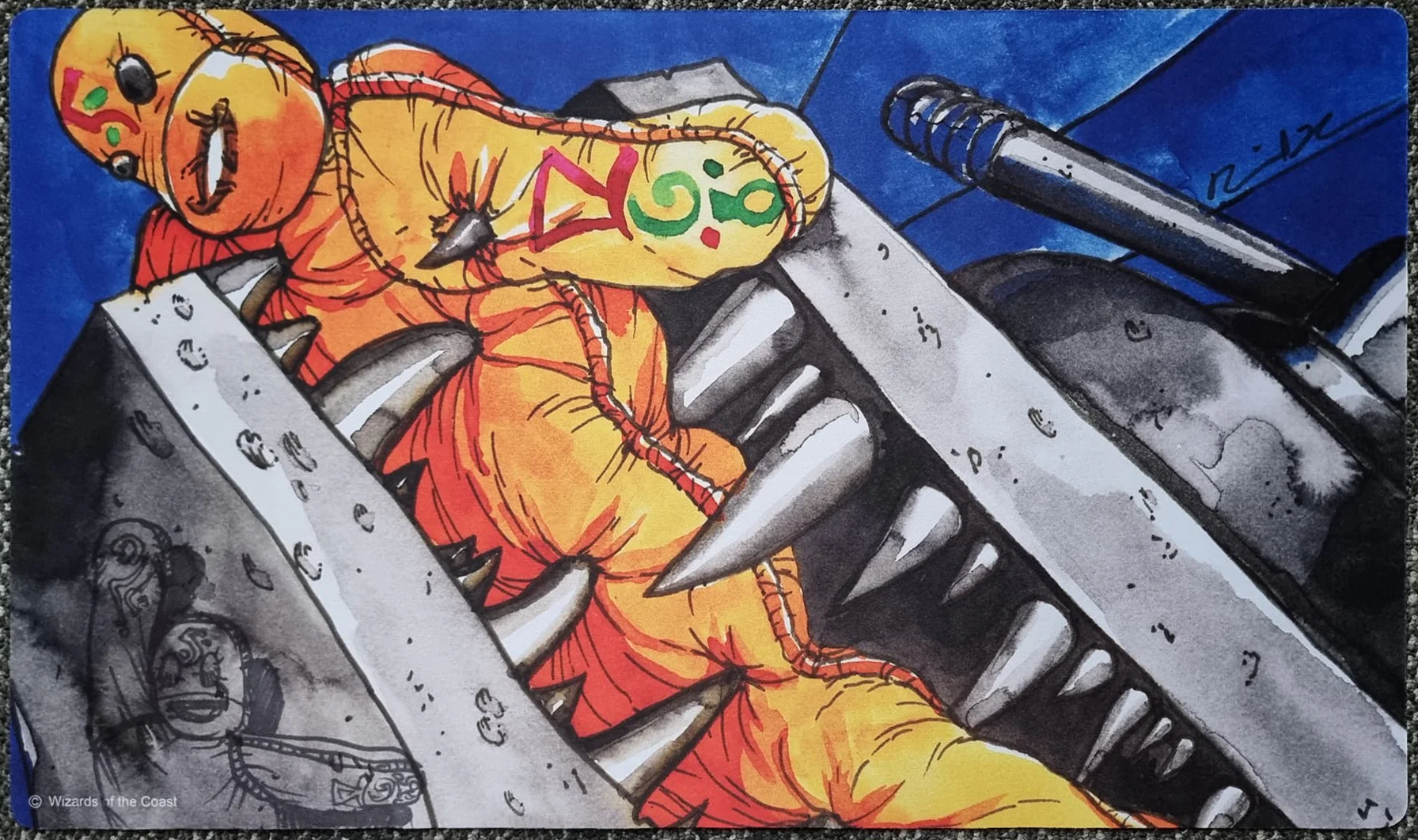 Black Vise [V3] - Richard Thomas - Signed & Sketched MTG Playmat