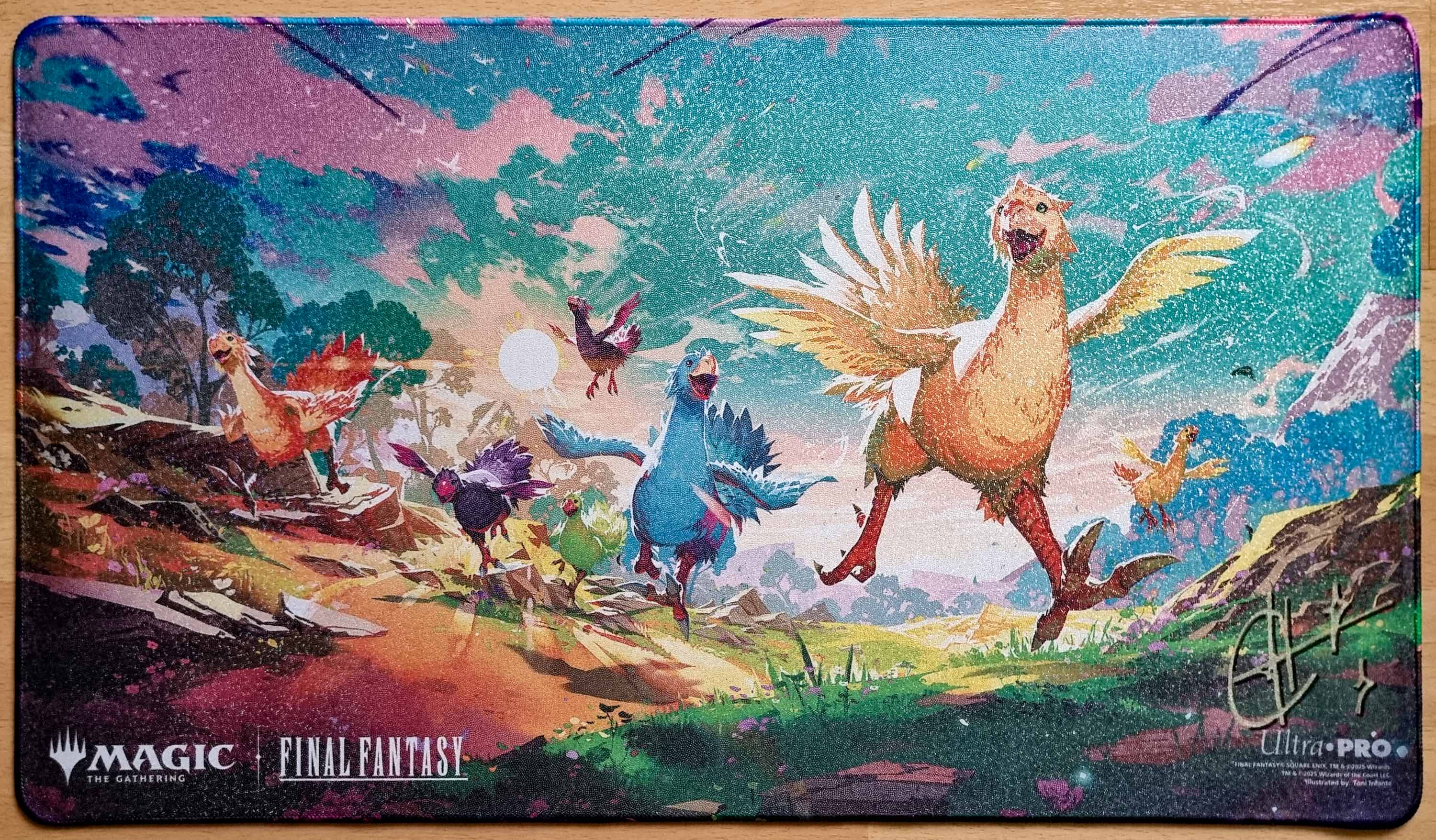 Chocobo Bundle Key Art - Toni Infante - Final Fantasy - Signed, Holofoil & Stitched MTG Playmat