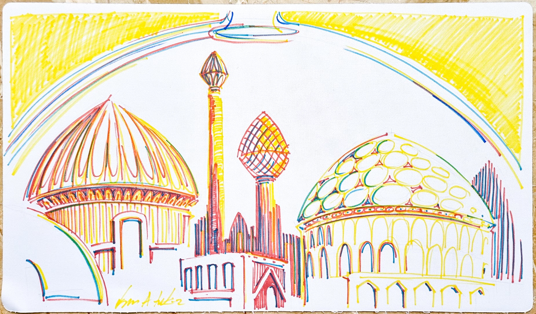 City in a Bottle - Drew Tucker - Hand Drawn & Signed MTG Playmat