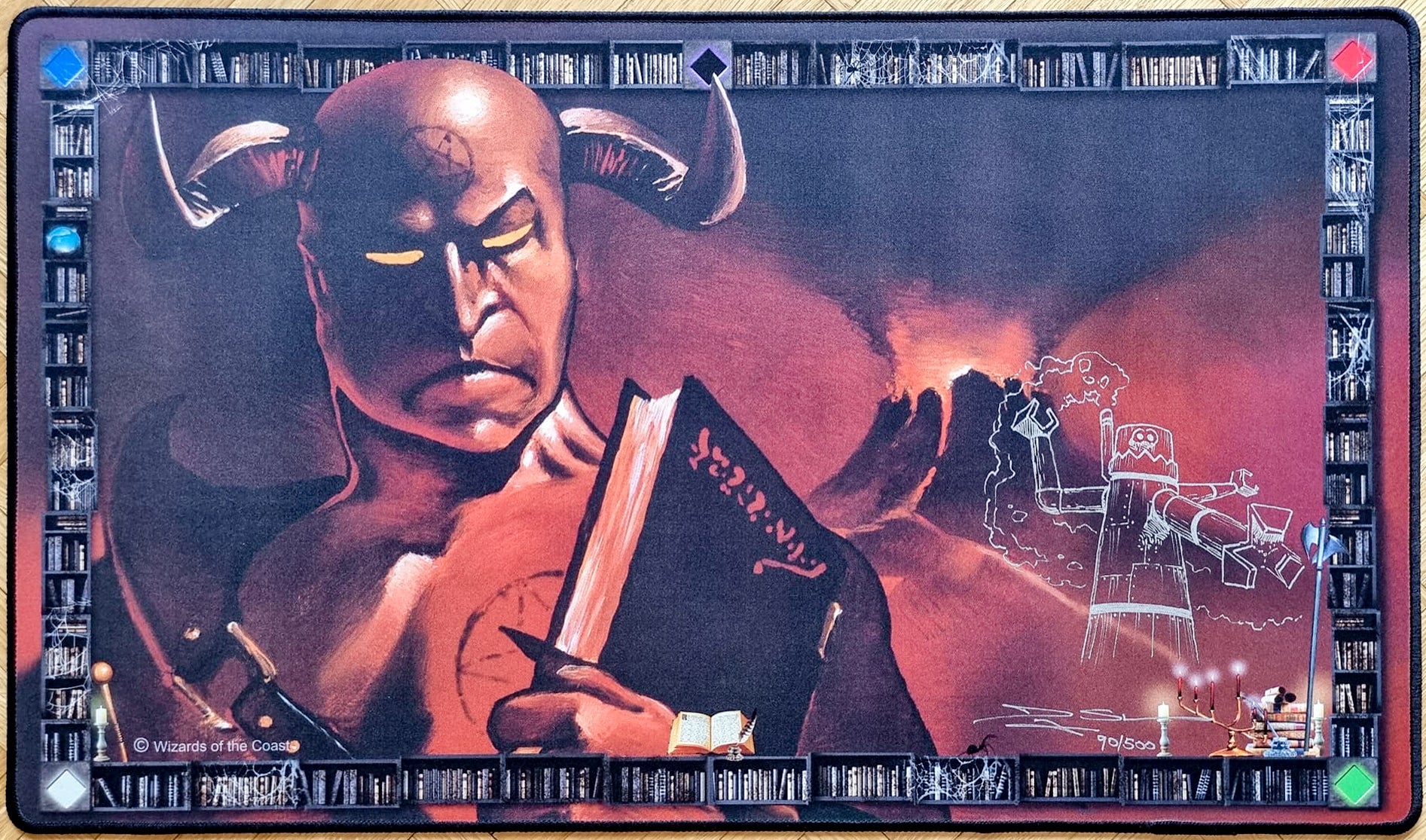 Demonic Tutor - Douglas Shuler - Signed by the Artist - Limited Edition [500 Copies] - Embroidered - Sketched - MTG Playmat