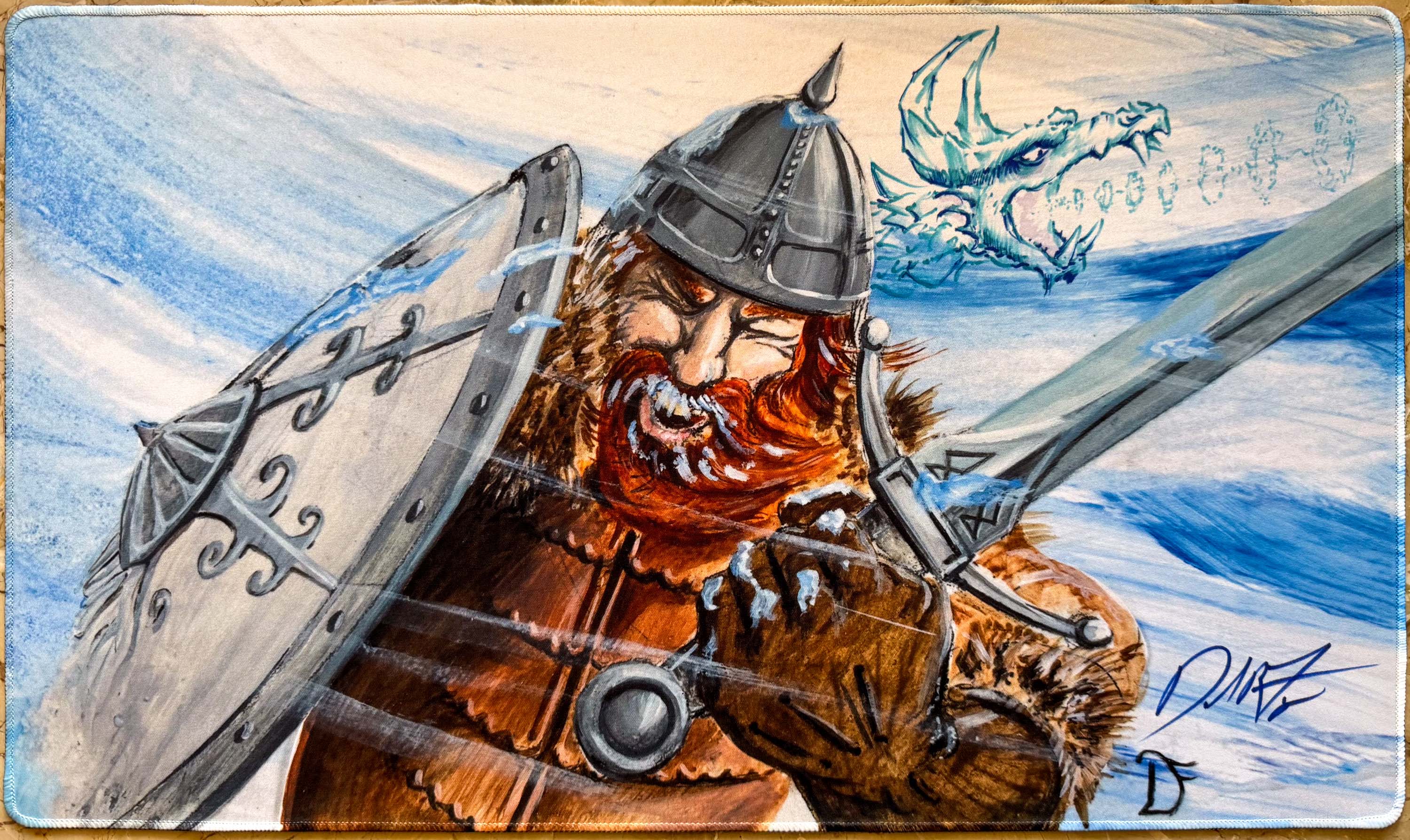 Ice Storm - Dan Frazier - Signed, Sketched [V1] & Stitched MTG Playmat