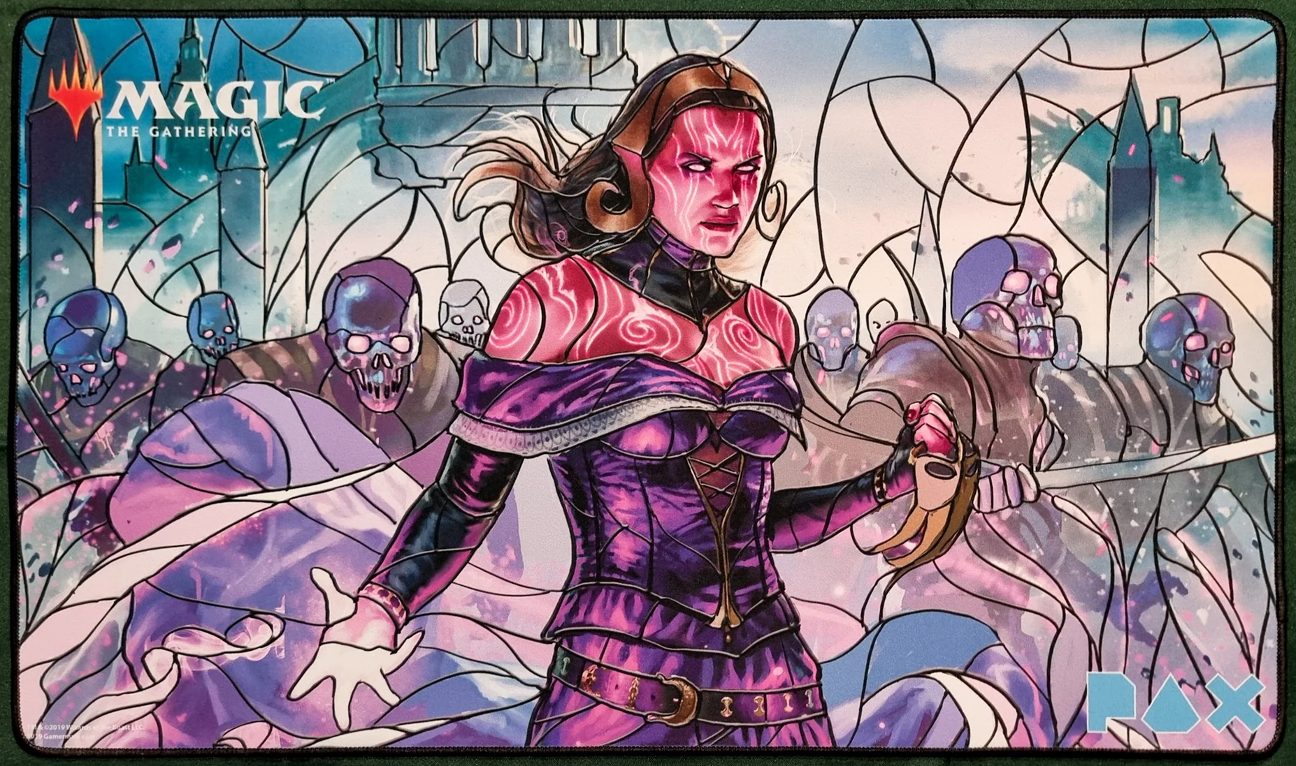 Liliana, Dreadhorde General [Stained Glass] - Chris Rallis - Pax West Seattle - Stitched - MTG Playmat