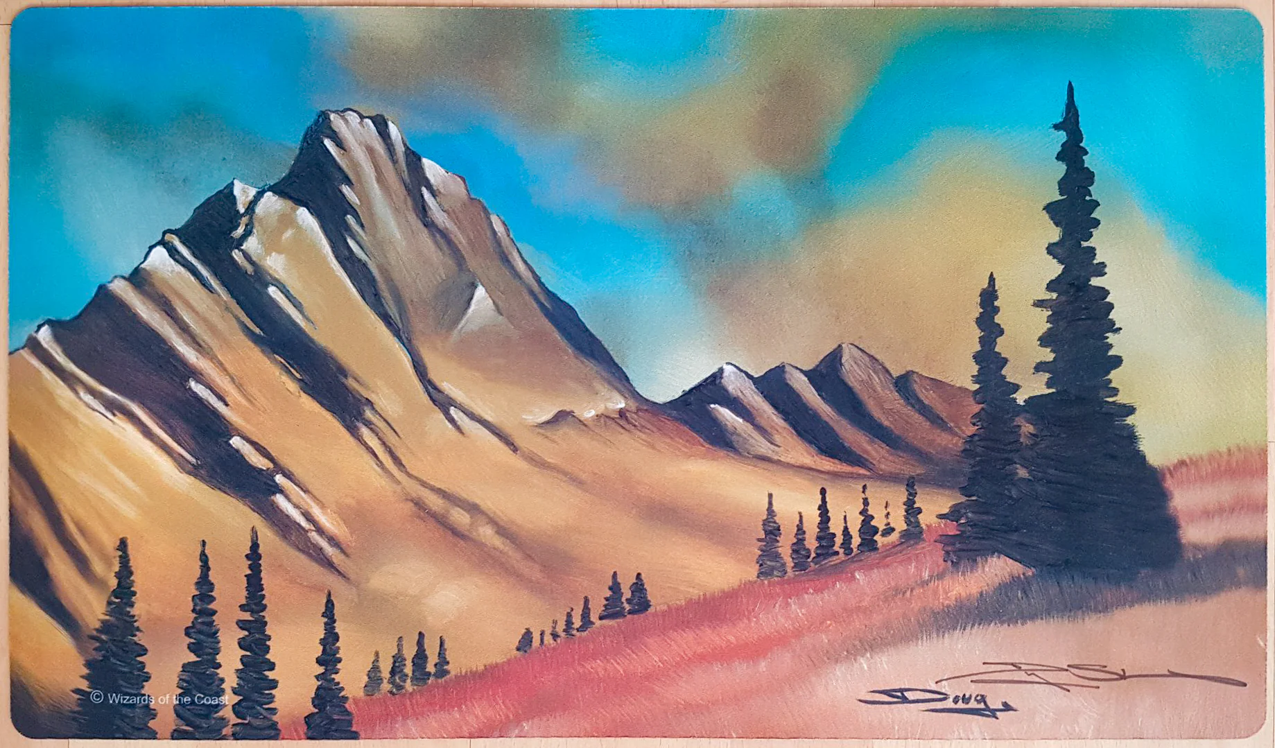 Mountain [Limited Edition Beta #299] - Douglas Shuler - Signed MTG Playmat
