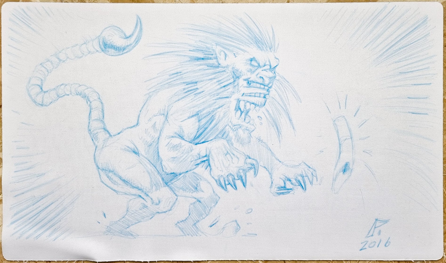 Masticore - Paolo Parente - Hand Drawn & Signed by the Artist - MTG Playmat