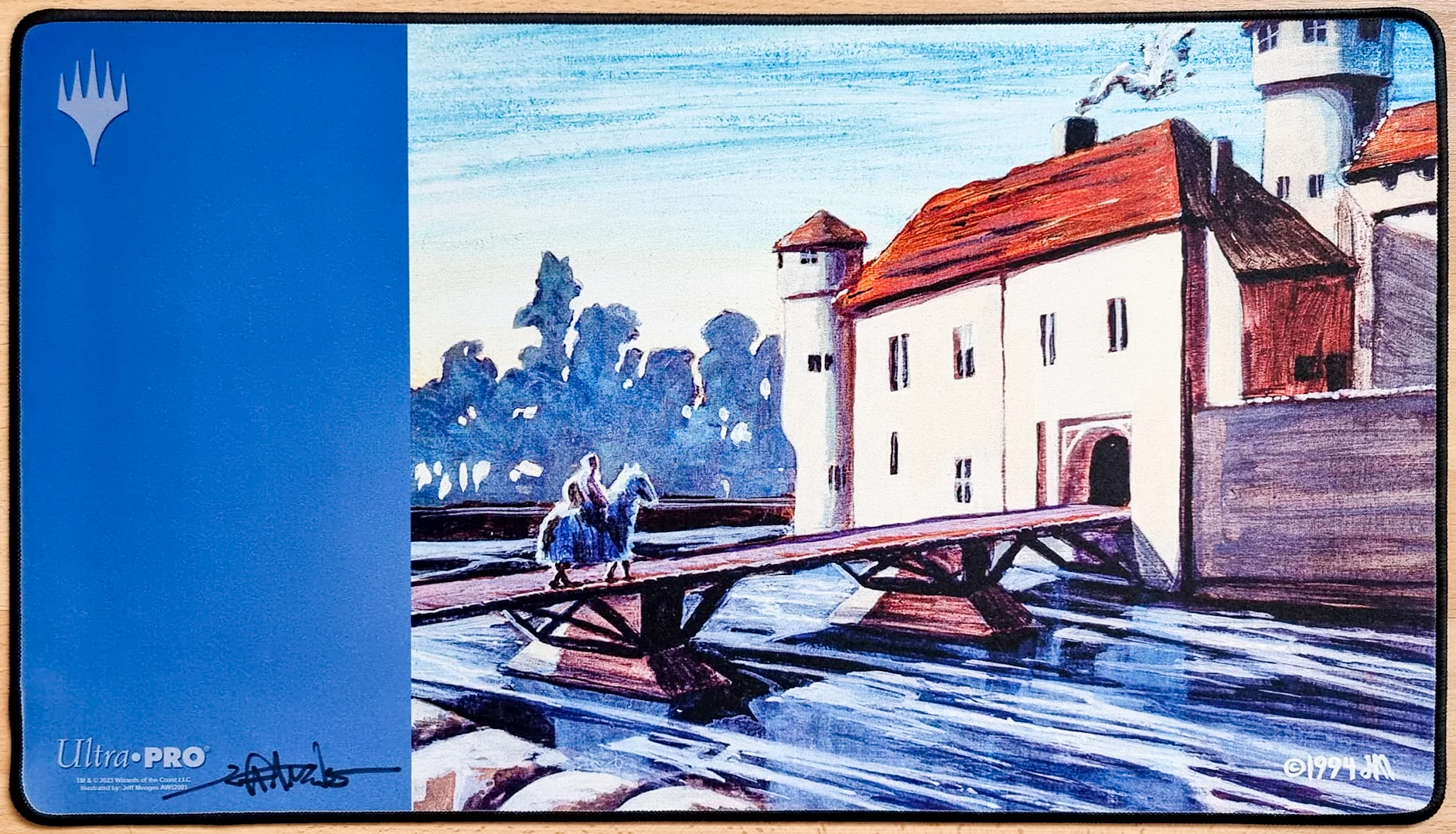 Moat [Blue Stripe] - Jeff A. Menges - Signed by the Artist - Embroidered - MTG Playmat