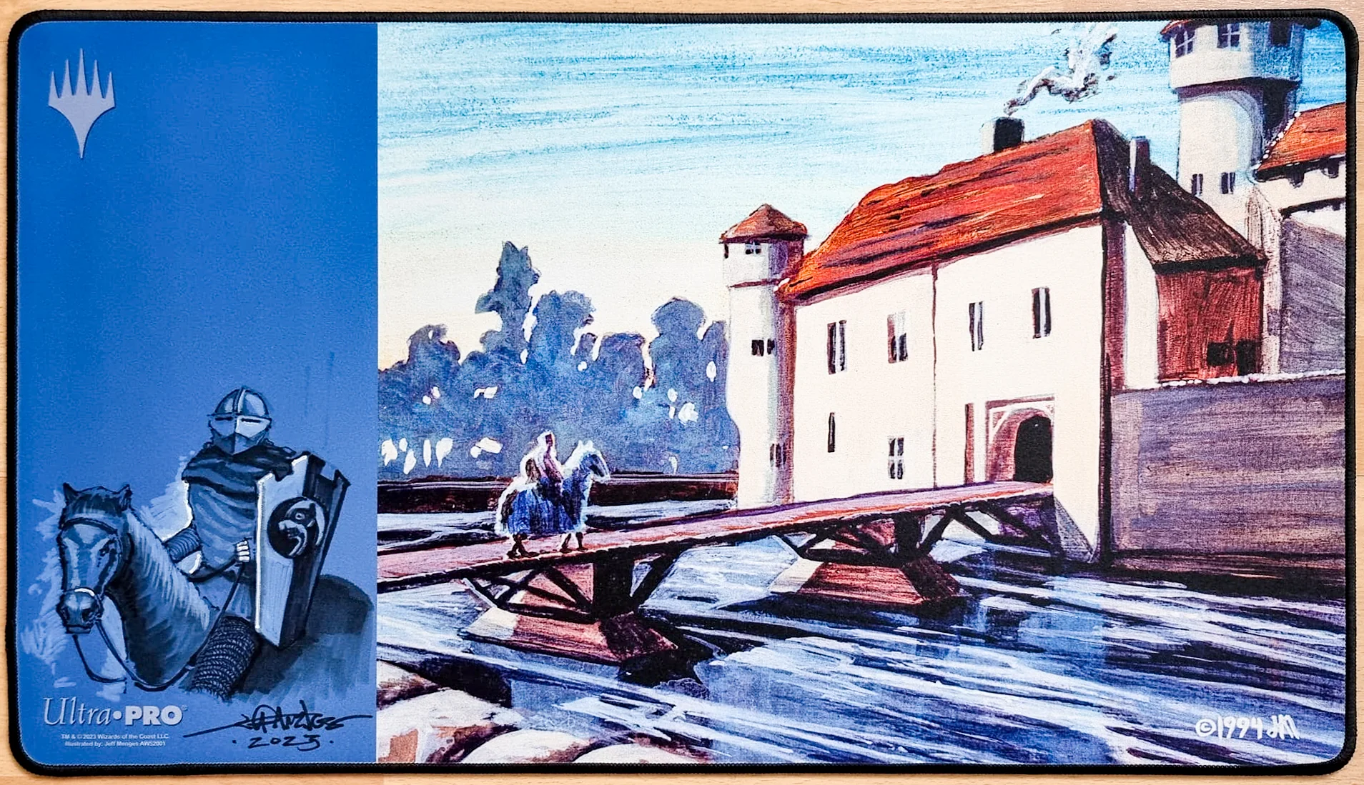 Moat - Jeff A. Menges - Sketched [Black Knight] - Signed & Stitched MTG Playmat