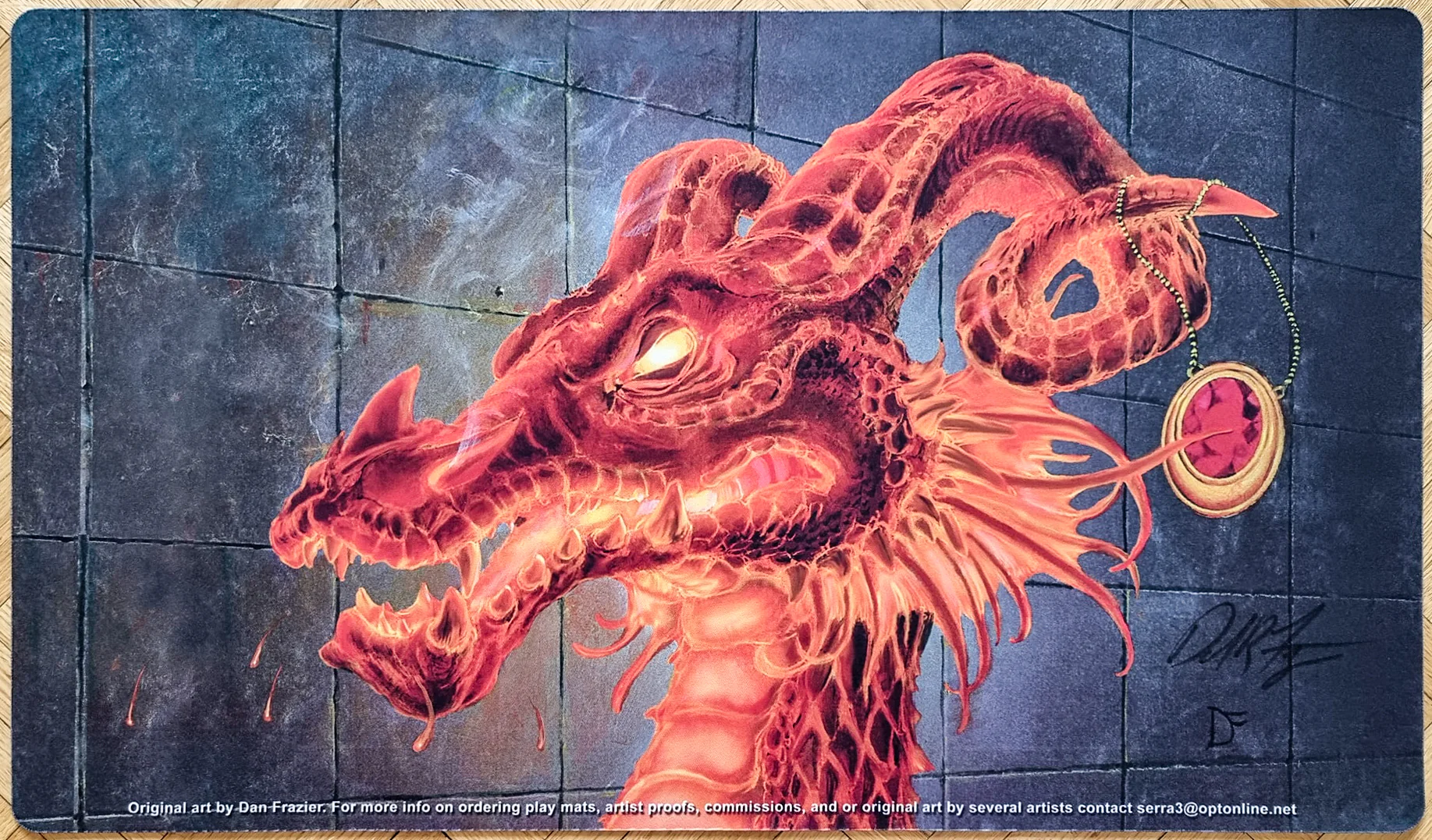 Mox Ruby Dragon - Dan Frazier - Signed MTG Playmat