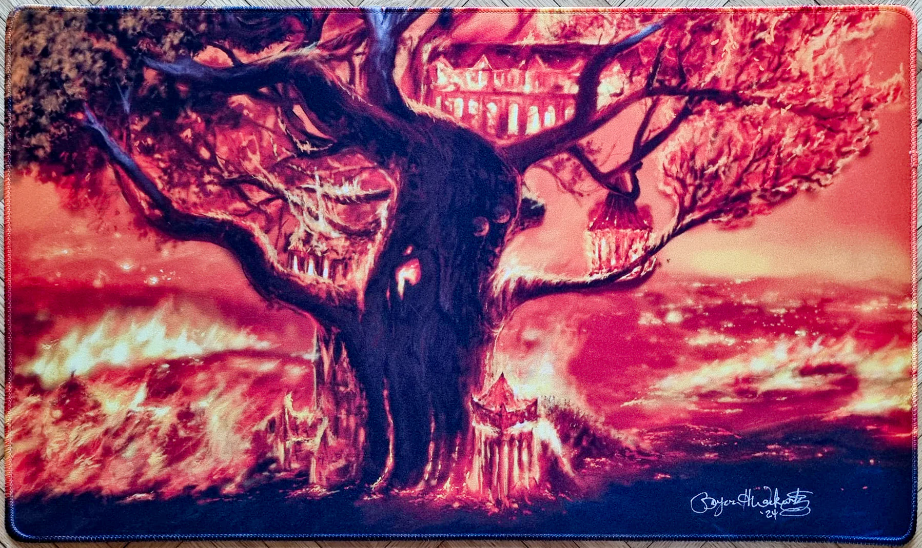 Pendelhaven [Burning] - Bryon Wackwitz - Signed & Stitched MTG Playmat