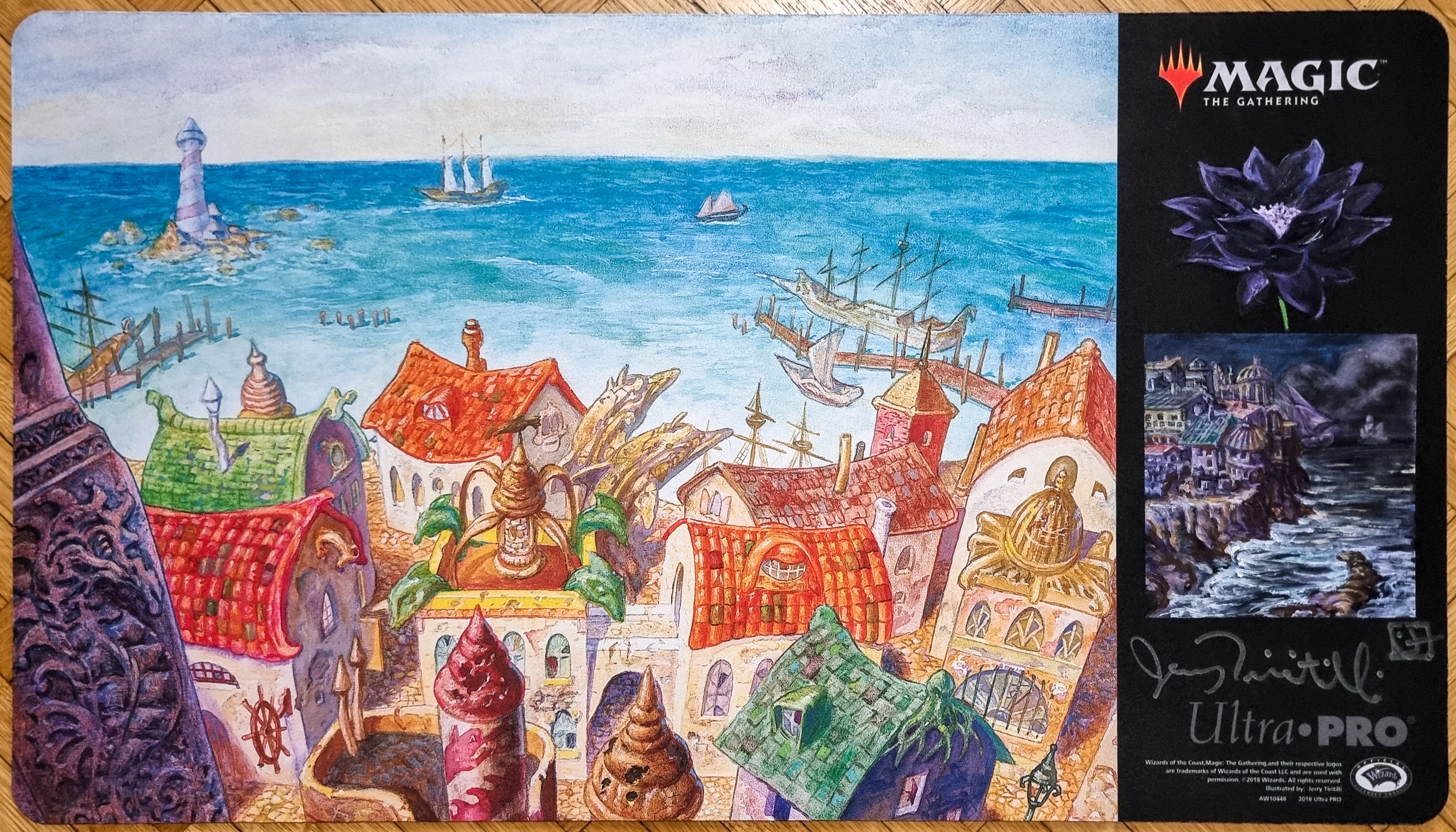 Rishadan Port [Black Lotus & Clifftop Village] - Jerry Tiritilli - Signed & Sketched MTG Playmat