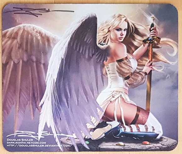 Sexy Serra Angel - Douglas Shuler - Signed MTG Mouse Pad