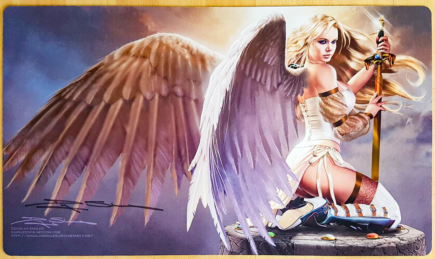 Sexy Serra Angel - Douglas Shuler - Signed MTG Playmat