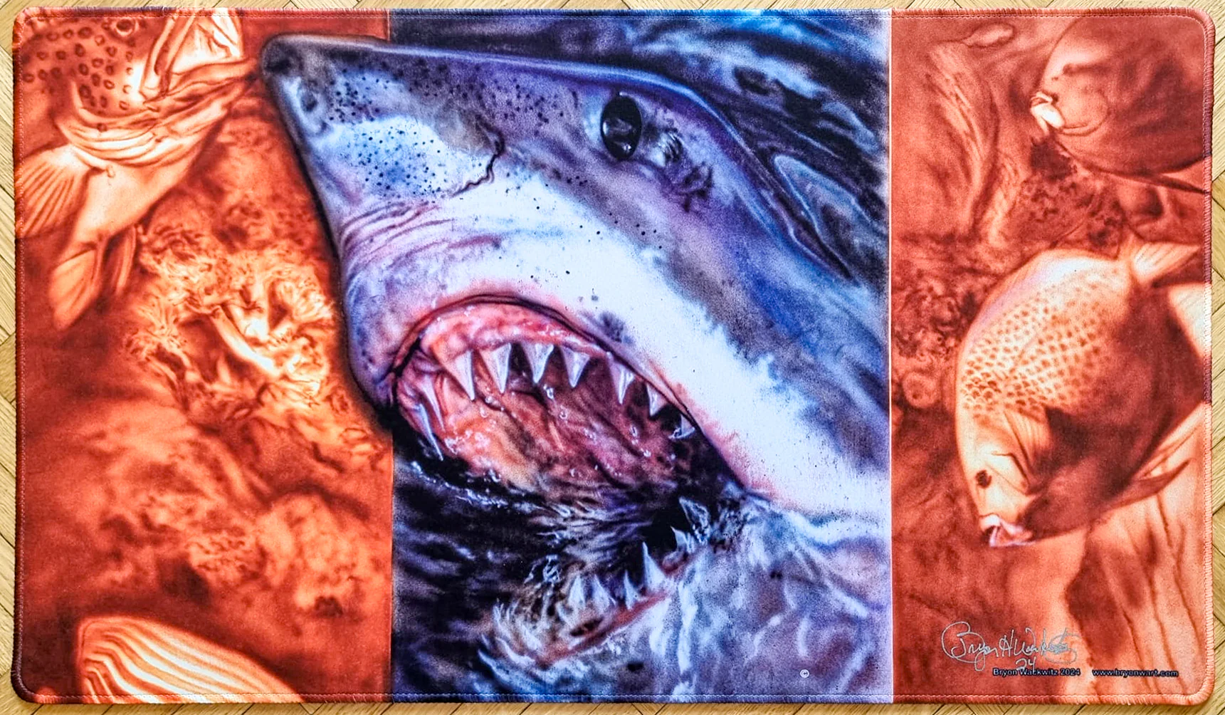 Shark - Bryon Wackwitz - Signed & Stitched MTG Playmat