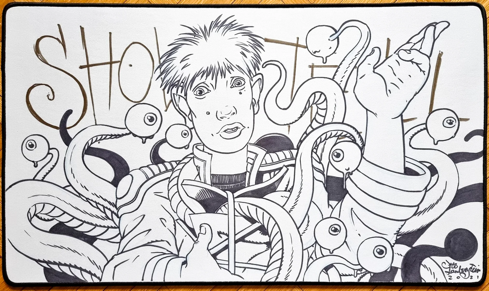 Show and Tell - Jeff Laubenstein - Hand Drawn [V3], Signed & Stitched MTG Playmat