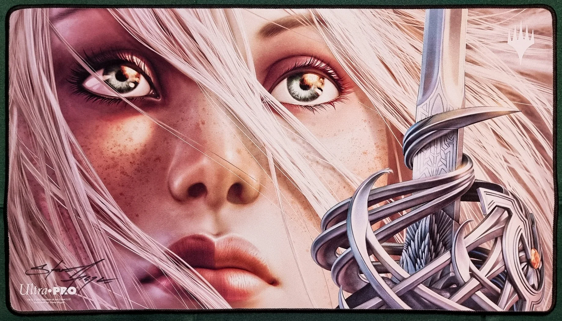 Thalia, Guardian of Thraben [Magic Logo] - Steve Argyle - Signed & Black Stitched MTG Playmat