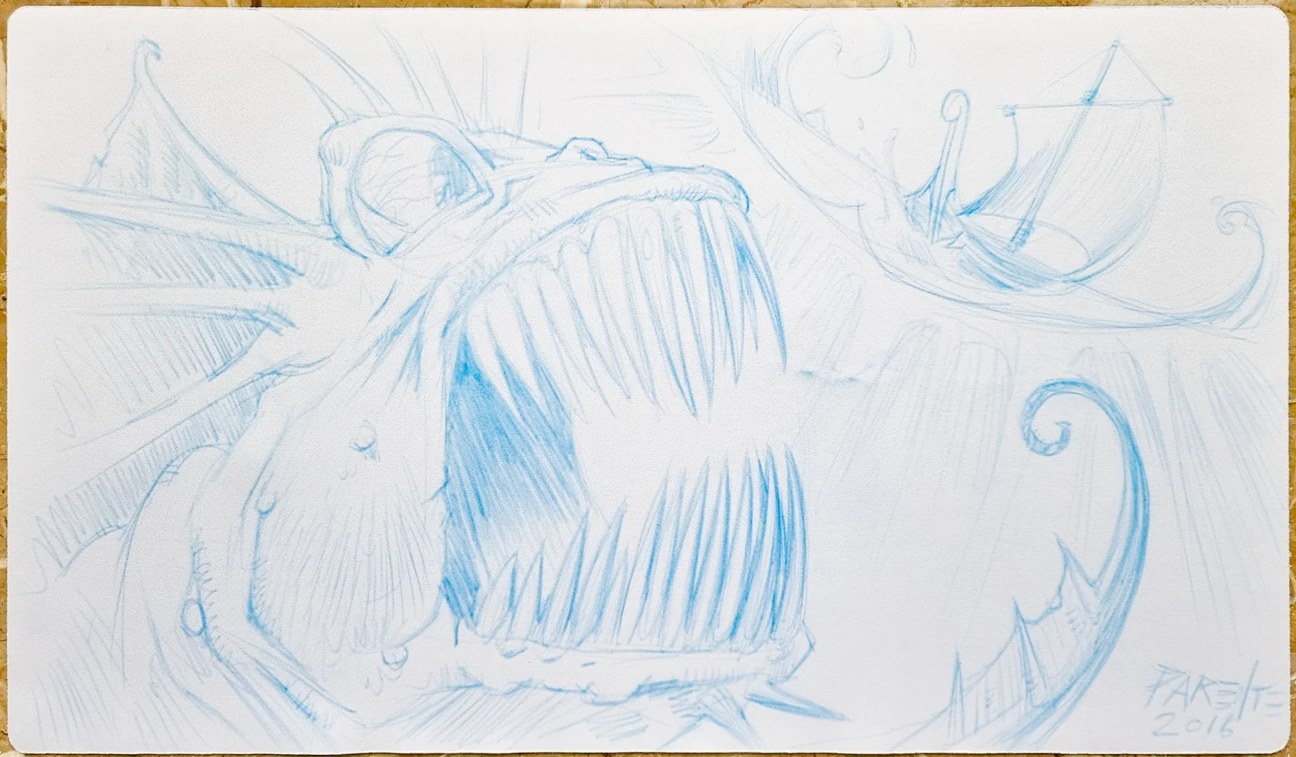 Thing from the Deep - Paolo Parente - Hand Drawn & Signed MTG Playmat