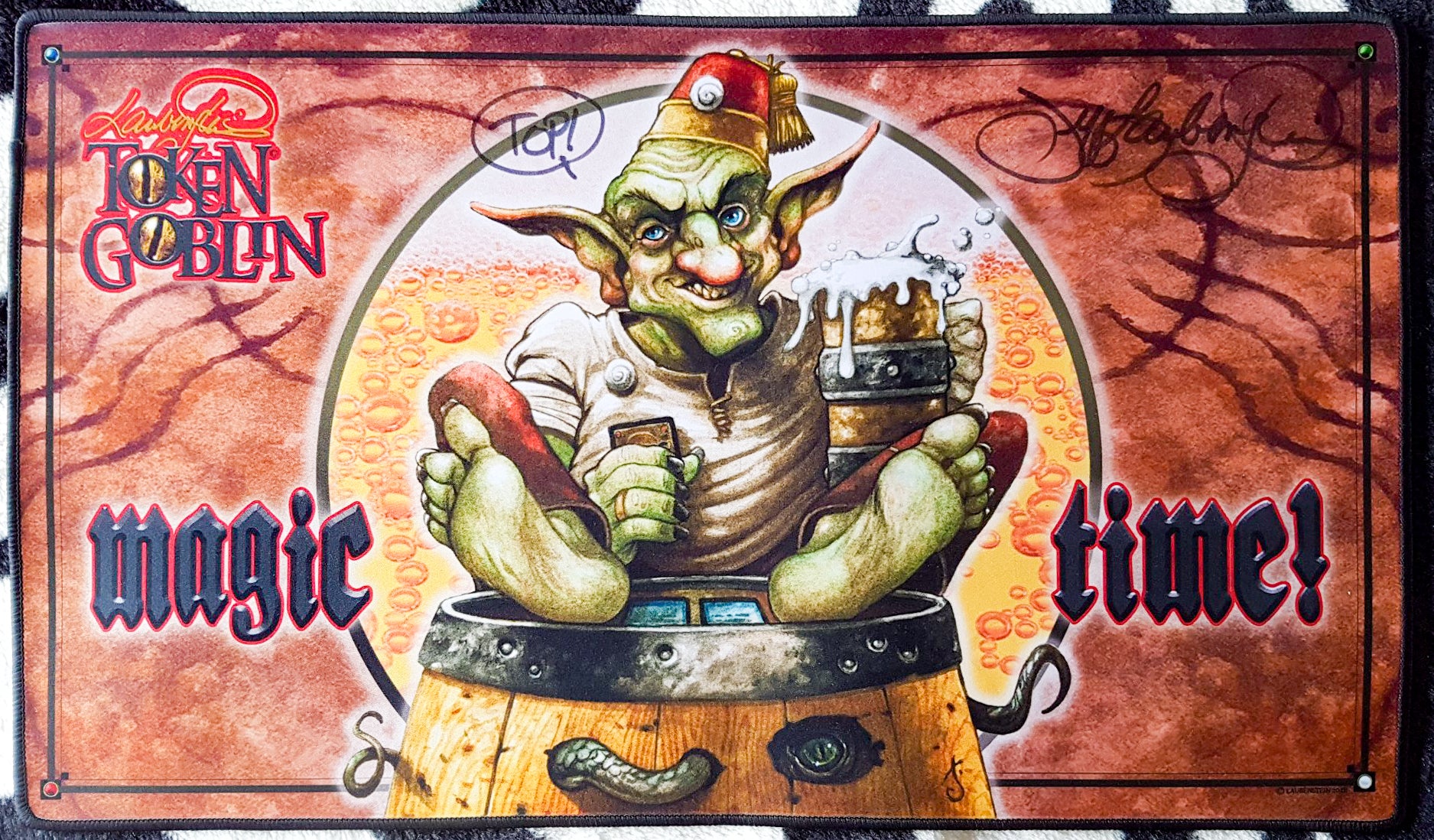 Token Goblin - Magic Time! - Jeff Laubenstein - Signed & Stitched MTG Playmat