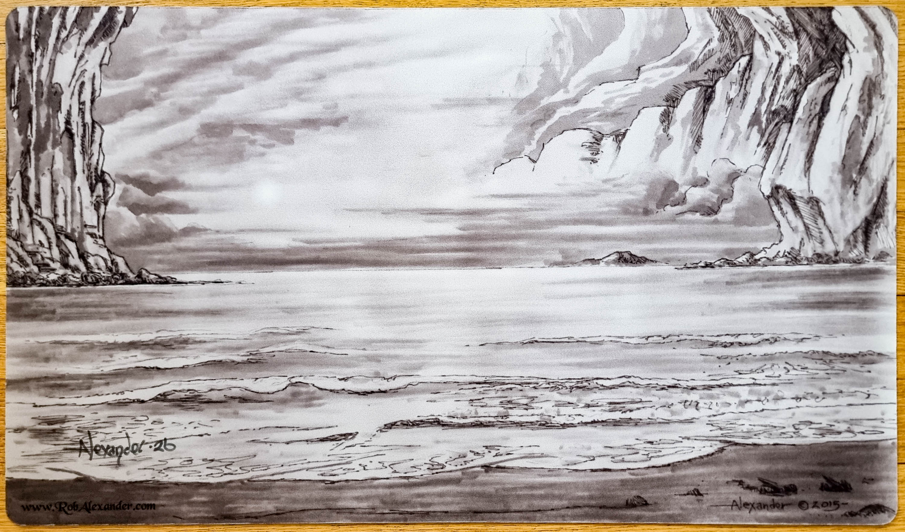 Underground Sea [Black & White] - Rob Alexander - Signed MTG Playmat